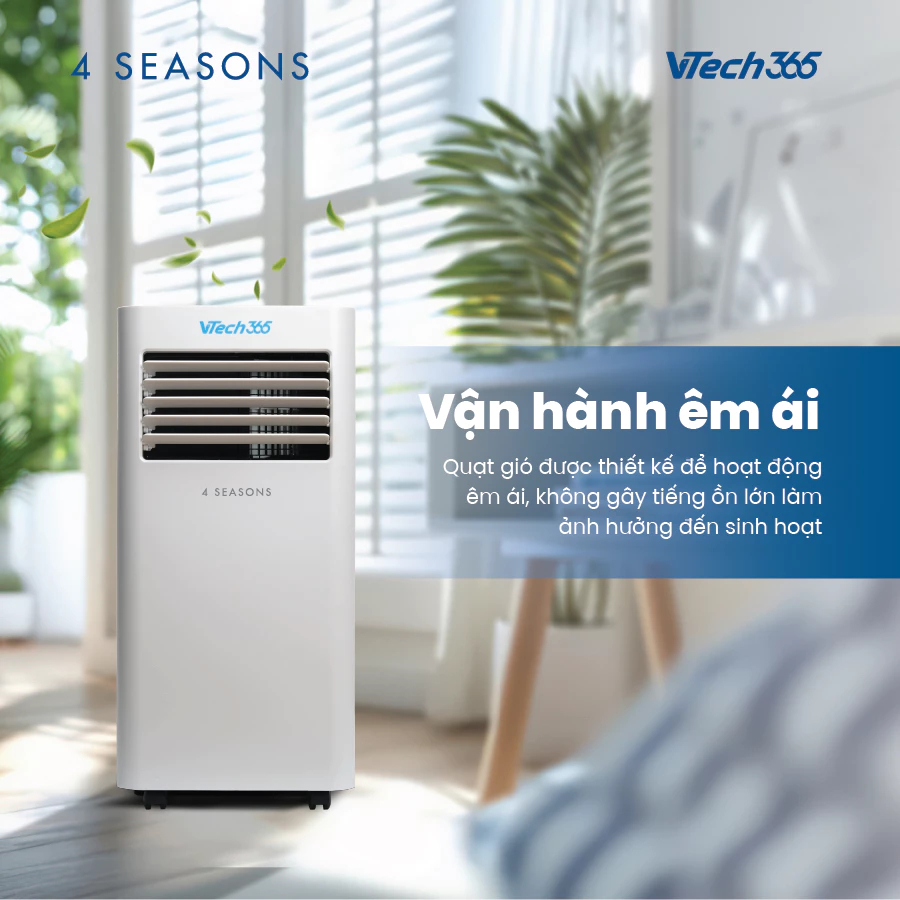 [VOUCHER 300K] Điều Hoà Di Động 2 chiều 4 mùa Làm Lạnh, Sưởi ấm, Hút ẩm, Điều khiển wifi Smart Life VTECH365 9000BTU