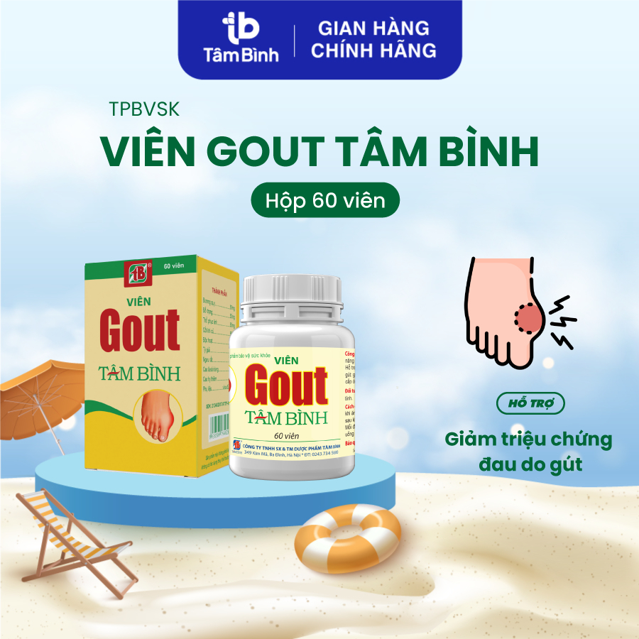 [Combo 1 tháng] 3 hộp Viên Gout Tâm Bình - Hỗ trợ giảm đau do gút, tăng đào thải axit uric