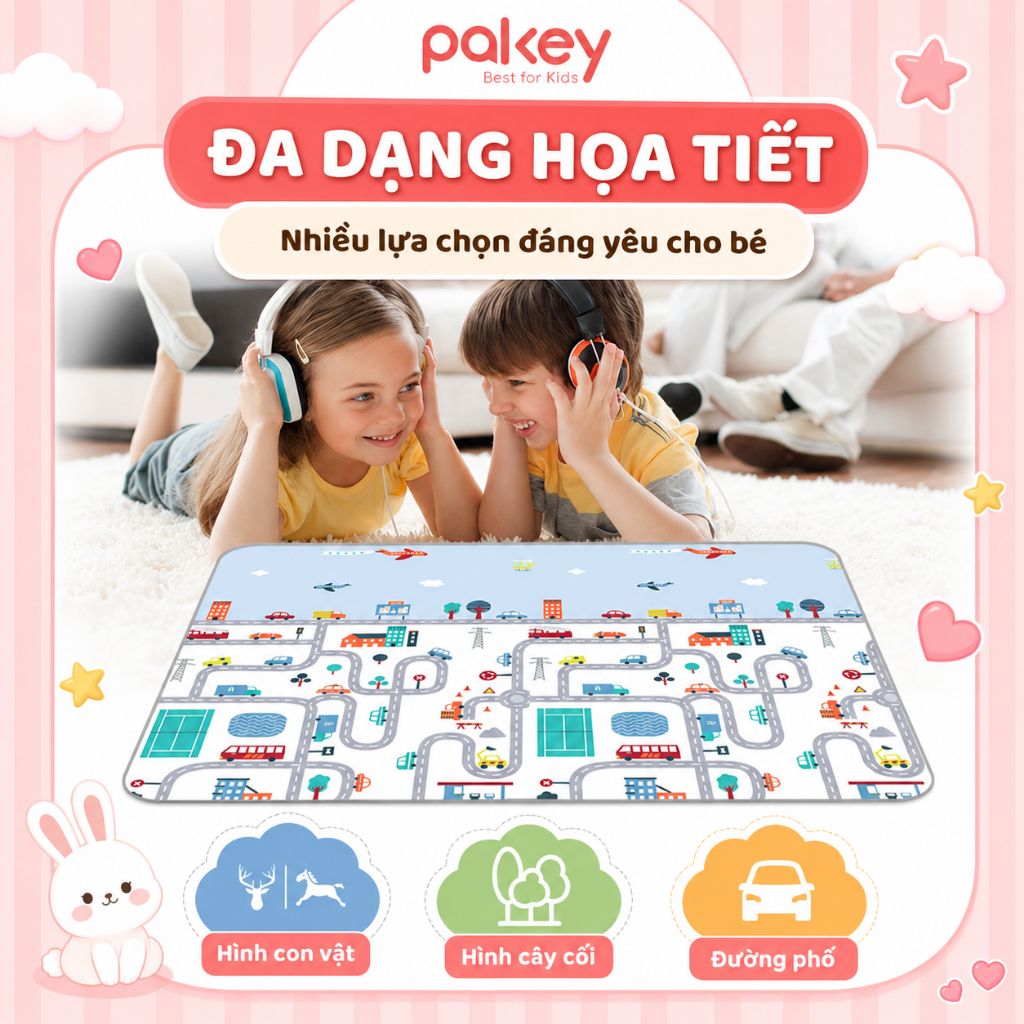[HỎA TỐC] Thảm Cho Bé Chơi In Họa Tiết 2 Mặt, Thảm Xốp XPE Dày 1cm Êm Ái, Siêu Bền Cuộn Lại Gọn Gàng Dễ Dàng