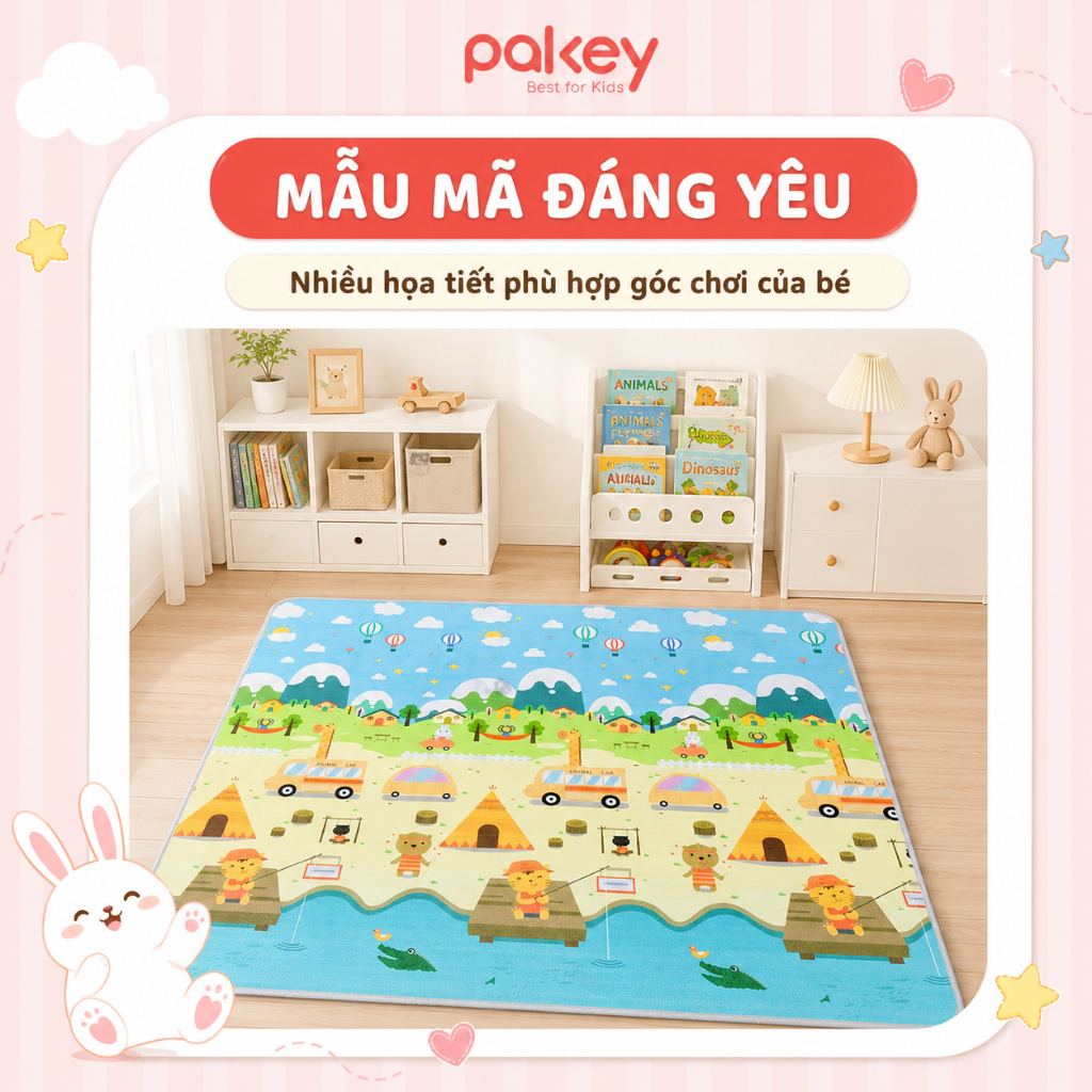 [HỎA TỐC] Thảm Cho Bé Chơi In Họa Tiết 2 Mặt, Thảm Xốp XPE Dày 1cm Êm Ái, Siêu Bền Cuộn Lại Gọn Gàng Dễ Dàng