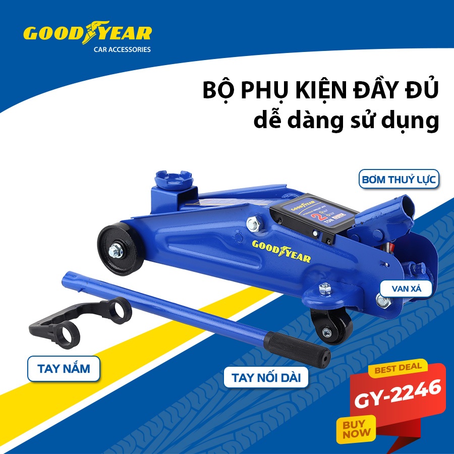 Kích Cá Sấu 2 Tấn Con Đội Nâng Vật Nặng Kích Gầm Ô Tô GOODYEAR GY-2246 Có Thể Nâng Được Các Dòng Xe Có Trọng Lượng 2T
