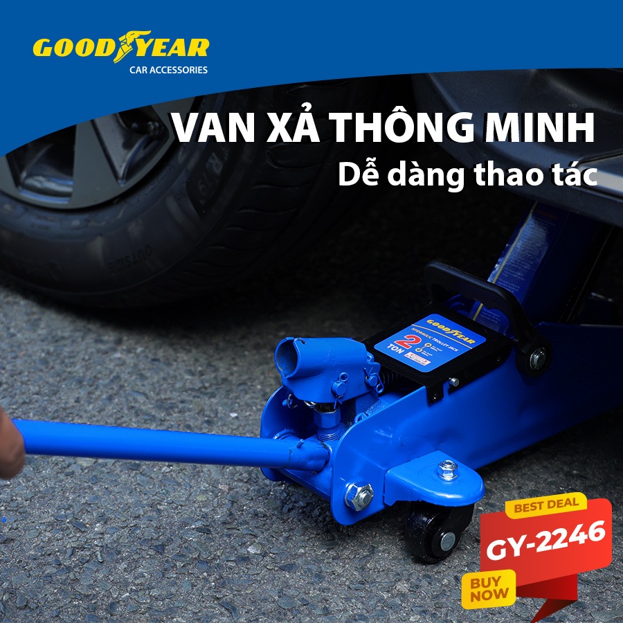 Kích Cá Sấu 2 Tấn Con Đội Nâng Vật Nặng Kích Gầm Ô Tô GOODYEAR GY-2246 Có Thể Nâng Được Các Dòng Xe Có Trọng Lượng 2T