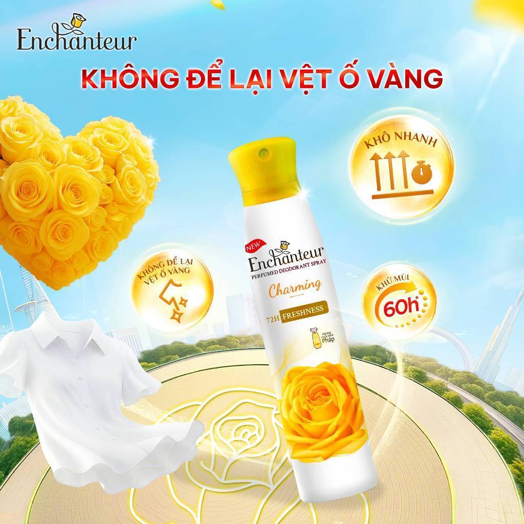 [TẶNG LĂN 40ML] Xịt khử mùi Enchanteur khô thoáng 72 giờ cảm giác tươi mát sảng khoái lâu dài 150ml (quà mùi ngẫu nhên)