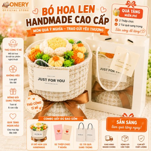 [BÓ HOA LEN - TẶNG KÈM TÚI VÀ THIỆP]  Bó Hoa Hồng Đan Bằng Sợi Lụa Cao Cấp – Quà Tặng Sinh Nhật
