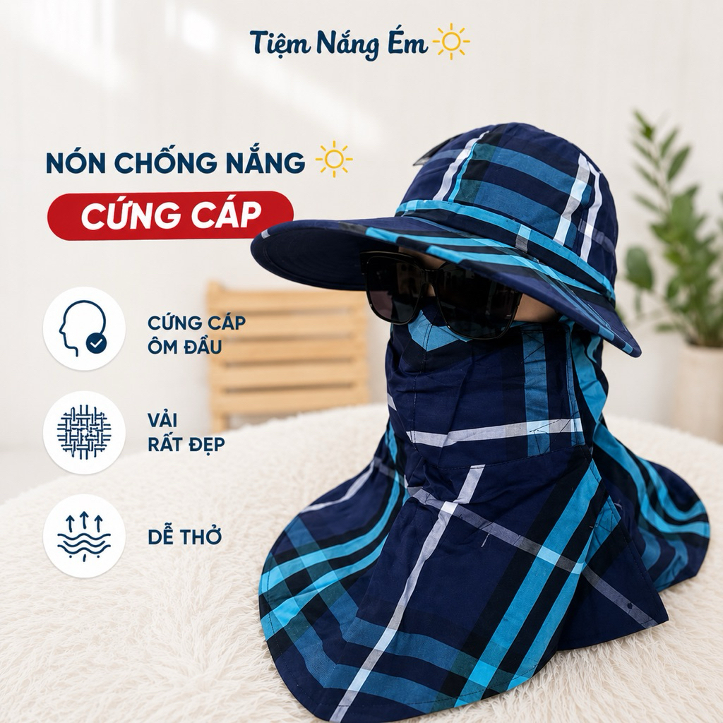 Nón Mũ Chống Nắng Vành To Cao Cấp, Miếng Dán Form Ôm Cho Nữ