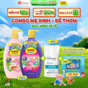 COMBO Mẹ Xinh & Bé Thơm: Kem Chống Nắng Bio-Essence 40ml + Sữa Tắm Carrie Junior 700g
