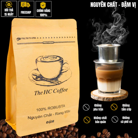 Cà Phê Robusta Đắk Lắk Rang Mộc – Đậm Đà – Nguyên Chất 100%, 500gram