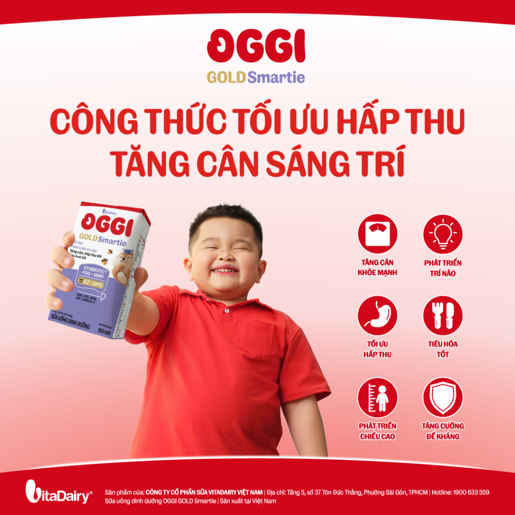 [COMBO 2 THÙNG 24 HỘP] Sữa uống dinh dưỡng Oggi Gold Smartie phát triển trí não, hỗ trợ hấp thu - Hộp 110ml/180ml