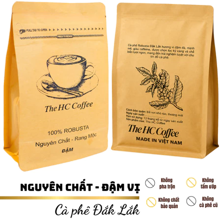 Cà Phê Robusta Đắk Lắk Rang Mộc – Hạt Rang Pha Máy – Đậm Đà – Nguyên Chất 100%, 500gram