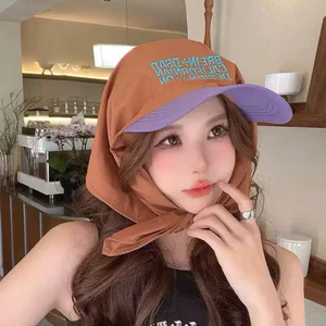Mũ lưỡi trai chữ kèm khăn che nắng phong cách hàn quốc
