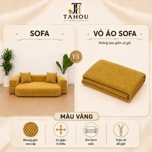 Vỏ áo sofa giường 2in1 nhung gân cao cấp, Vỏ bọc sofa tháo rời, hạn chế xù lông, dễ vệ sinh