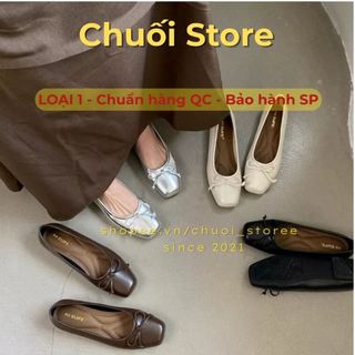 Giày bệt nữ da PU tổng hợp dệt vải đế cao su phong cách nữ tính thanh lịch dịu dàng quý phái