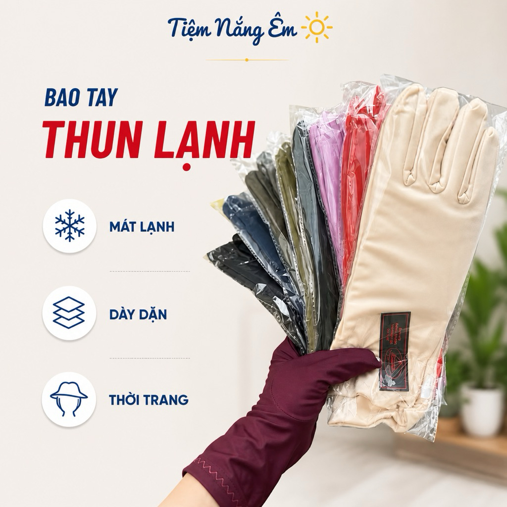 Bao Tay Găng Tay Thun Lạnh 4 Chiều 2 Lớp Mềm Mát Co Giãn, Ôm Tay