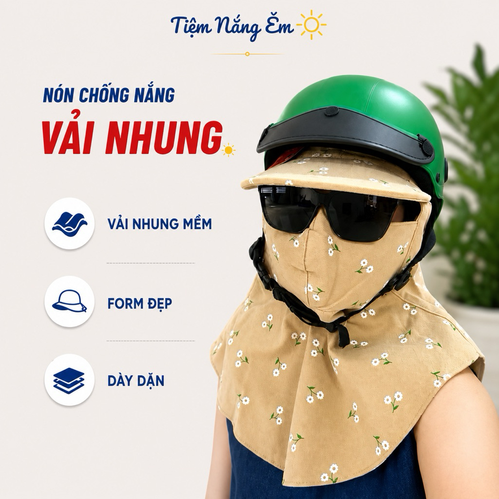 [FORM ĐẦU TO] Nón Nhung Chống Nắng Dây Kéo/Miếng Dán Thời Trang
