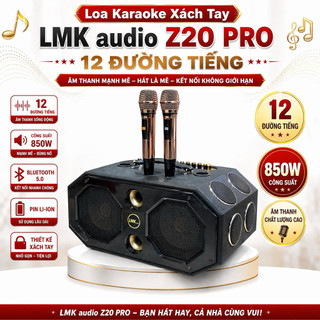 Loa Karaoke LMK Audio Z20 Pro 12 Đường Tiếng, Công Suất 850W 2 Bass 20Cm, Kèm 2 Míc Sóng UHF Tích Hợp Chỉnh Echo Reverb