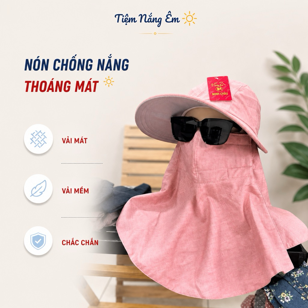 Nón Mũ Chống Nắng Vành To Thoáng Mát Cho Nữ, Miếng Dán/ Dây Kéo Thời trang
