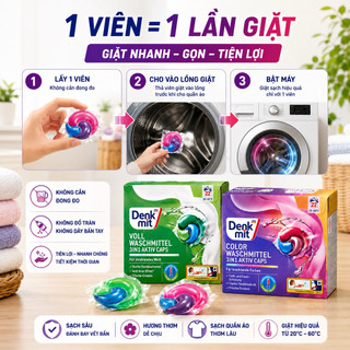 viên giặt Denkmit 3 trong 1 tiện lợi không cần đong đếm -Nội Địa Đức