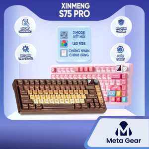 Bàn phím cơ Xinmeng S75 Pro & S75- Bàn phím không dây chơi game, 3 mode kết nối, Có núm xoay và mànhình
