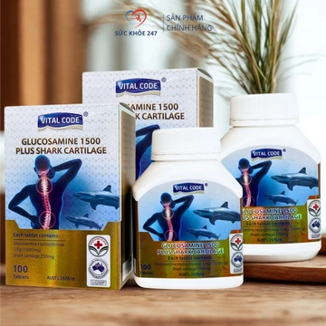 Combo 2 Hộp Glucosamine 1500 Vital Code Úc - Bổ Sung Glucosamine & Sụn Cá Mập - Hộp 100 Viên x 2