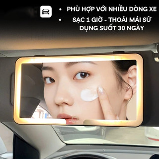 Ô Tô Trang Điểm Gương Sạc  Màn Hình Cảm Ứng Có Thể Điều Chỉnh Độ Sáng 3 Màu Có Thể Đổi Tấm Che Nắng Đa NăngGương