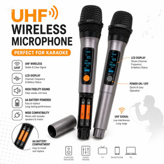 Loa Karaoke Xách Tay Du Lịch AT T8 - Bass 20cm Kèm 2 Micro UHF Chống Hú, Chất Âm Mạnh Mẽ, Rõ RàngBT 5.0, Kết Nối Dễ Dàng