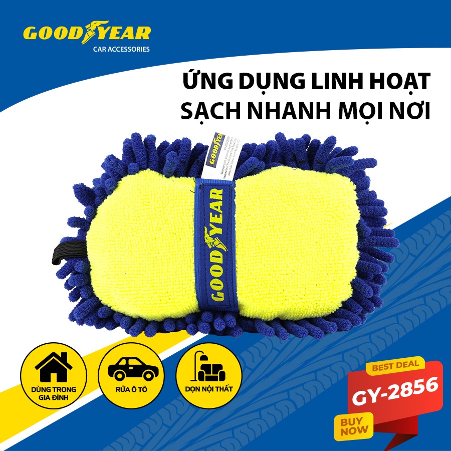 Miếng Bọt Biển Chenille Sợi Nhỏ Mềm San Hô Tiện Lợi Rửa Xe Máy, Xe Ô Tô, Xe Hơi Lau Dọn Ngoại Thất GOODYEAR GY-2856
