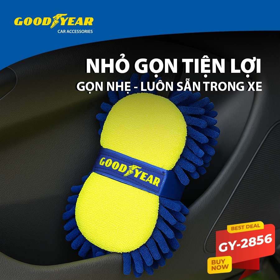 Miếng Bọt Biển Chenille Sợi Nhỏ Mềm San Hô Tiện Lợi Rửa Xe Máy, Xe Ô Tô, Xe Hơi Lau Dọn Ngoại Thất GOODYEAR GY-2856