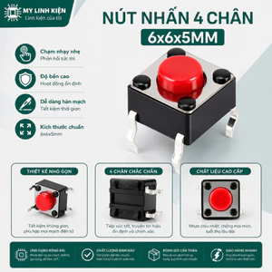 Nút nhấn bếp từ 4 chân 6x6x5 chân đồng chất lượng cao