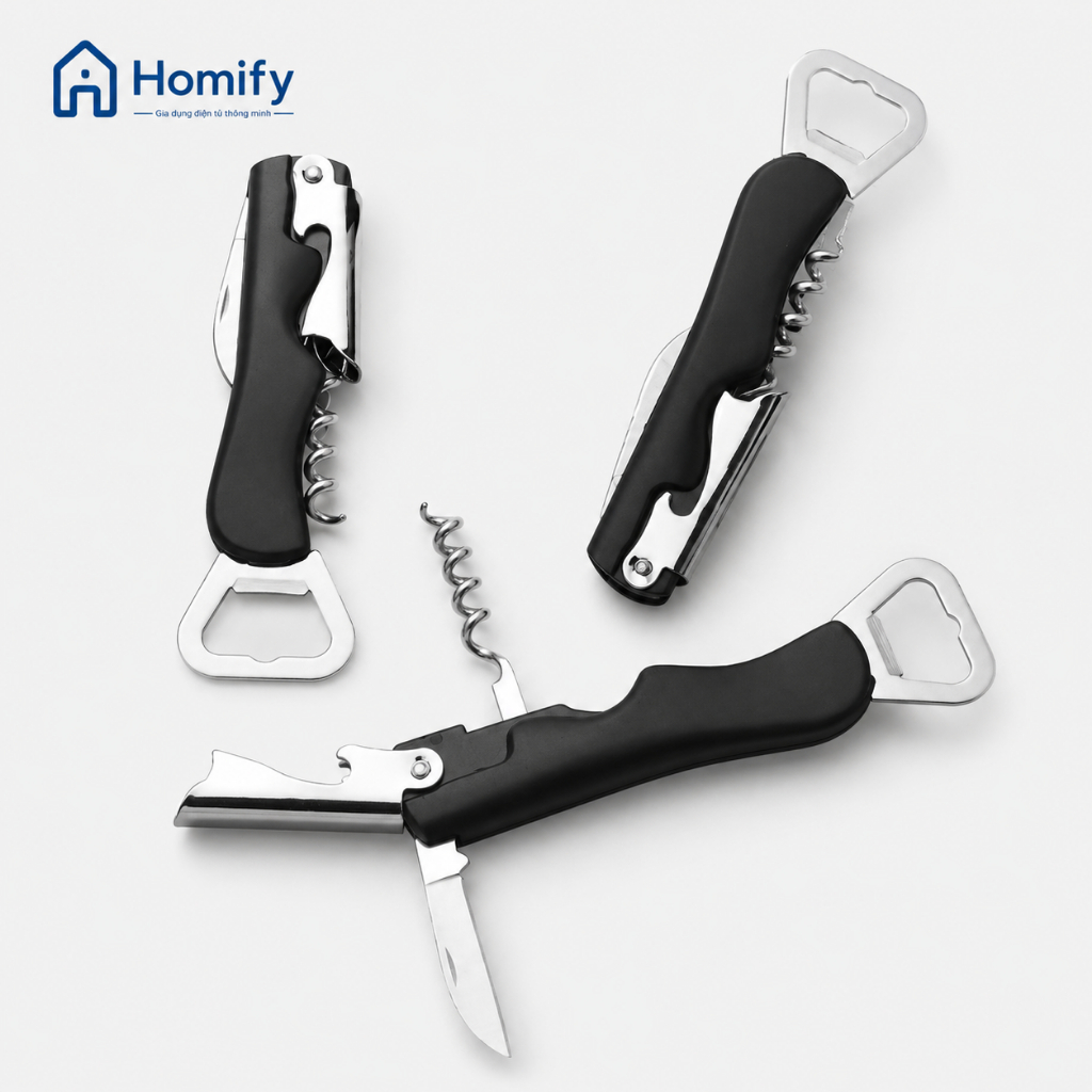 Dụng cụ 4n1 khui rượu bia đa năng Homify - Khui nắp chai , mở nắp rượu vang , cắt giấy bạc tiện lợi