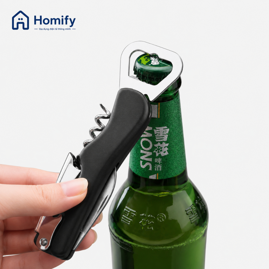 Dụng cụ 4n1 khui rượu bia đa năng Homify - Khui nắp chai , mở nắp rượu vang , cắt giấy bạc tiện lợi