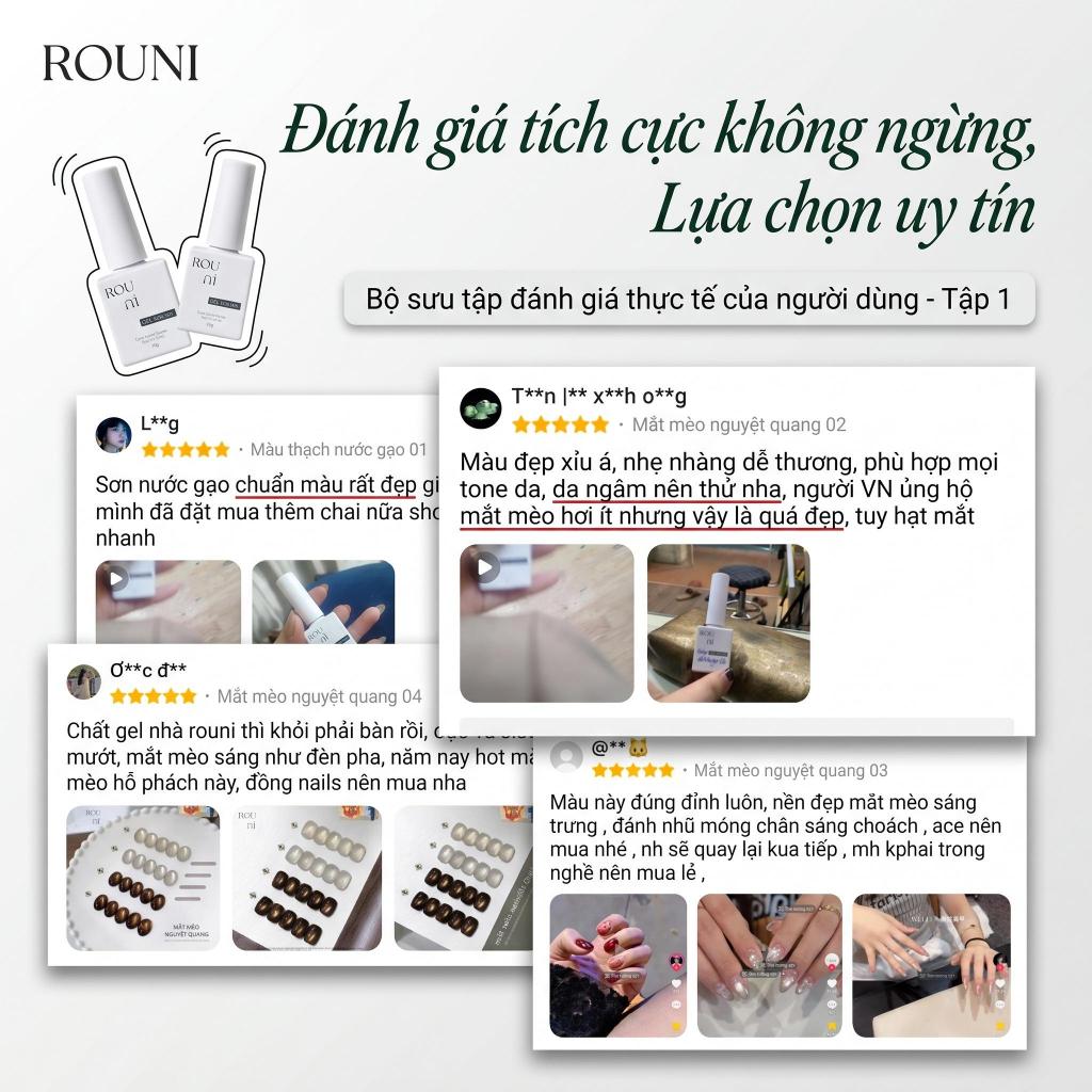 Sơn gel ROUNI 8 màu thạch trong suốt cao cấp, hiệu ứng chuyển màu gradient độ trong cao