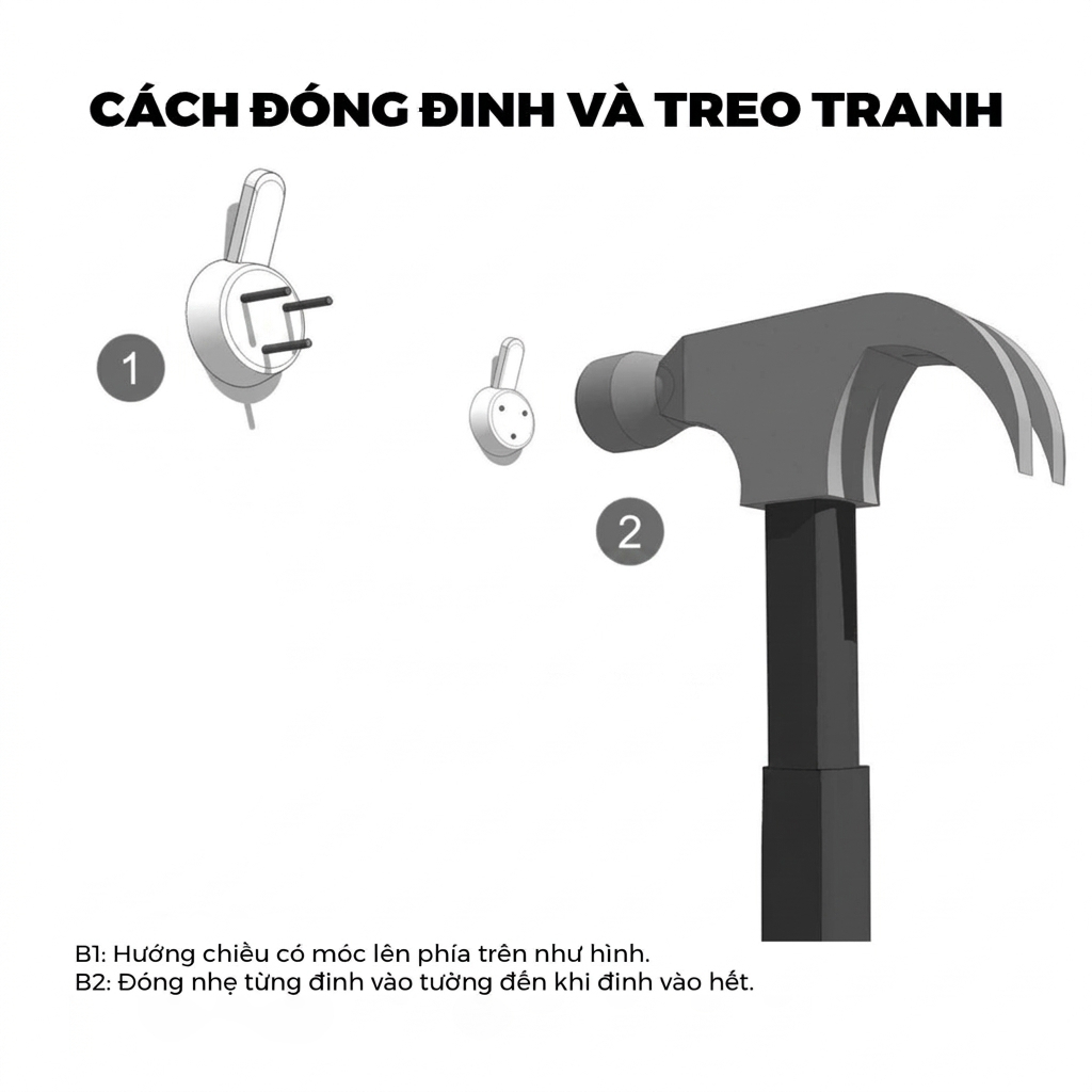 Đinh 3 Chân Treo Kệ Gỗ, Treo Tranh Ảnh Thông Minh Không Khoan Tường, Móc Treo Đồ Decor Chịu Lực 3-5kg Tiện Lợi