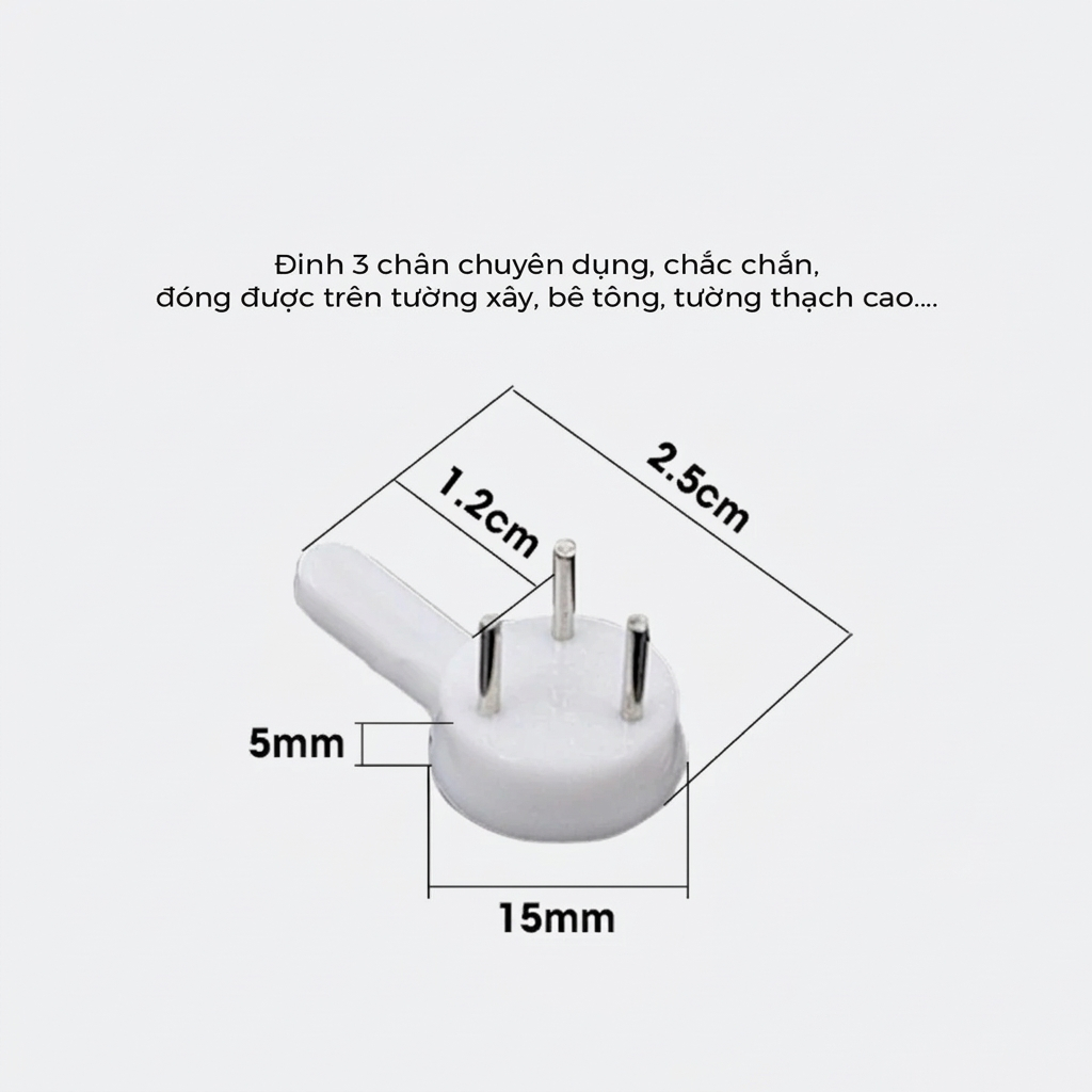 Đinh 3 Chân Treo Kệ Gỗ, Treo Tranh Ảnh Thông Minh Không Khoan Tường, Móc Treo Đồ Decor Chịu Lực 3-5kg Tiện Lợi