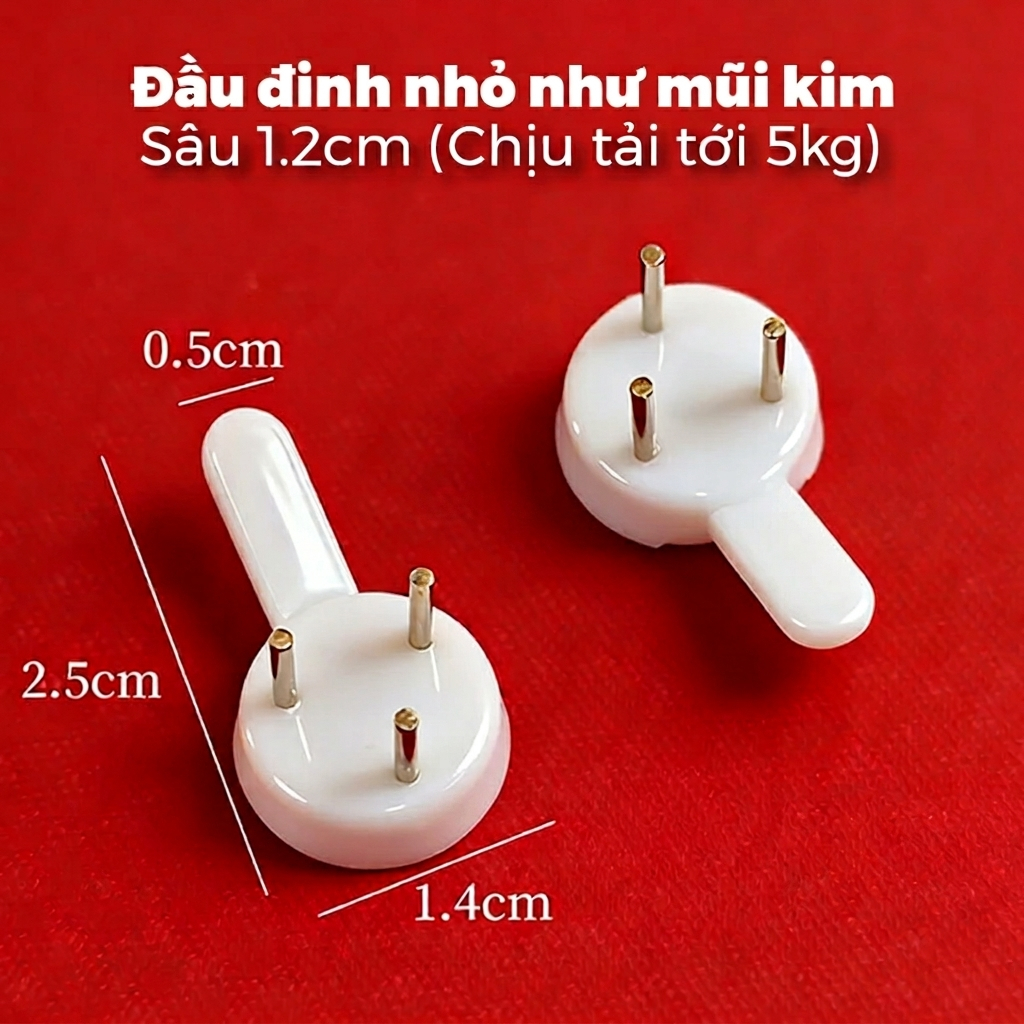 Đinh 3 Chân Treo Kệ Gỗ, Treo Tranh Ảnh Thông Minh Không Khoan Tường, Móc Treo Đồ Decor Chịu Lực 3-5kg Tiện Lợi