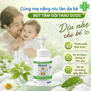 Bọt tắm gội dịu lành Nipcare, giúp đánh bay rôm sảy, mẩn ngứa, viêm da, trả lại cho bé làn da mềm thơm (Chai 200ml)