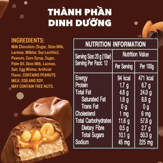 [DIỆN MẠO MỚI 20 THANH] Combo 2 Hũ kẹo sô cô la nhân đậu phộng Snickers jar 240g (20 thanh x 12g x 2 Hũ) Deal độc quyền