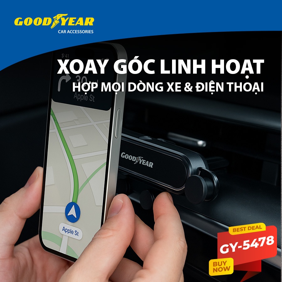 Giá Đỡ Điện Thoại Kẹp Khe Điều Hòa Xe Ô Tô Xe Hơi Xe Tải GOODYEAR GY-5478 Phù Hợp Với Nhiều Dòng Xe