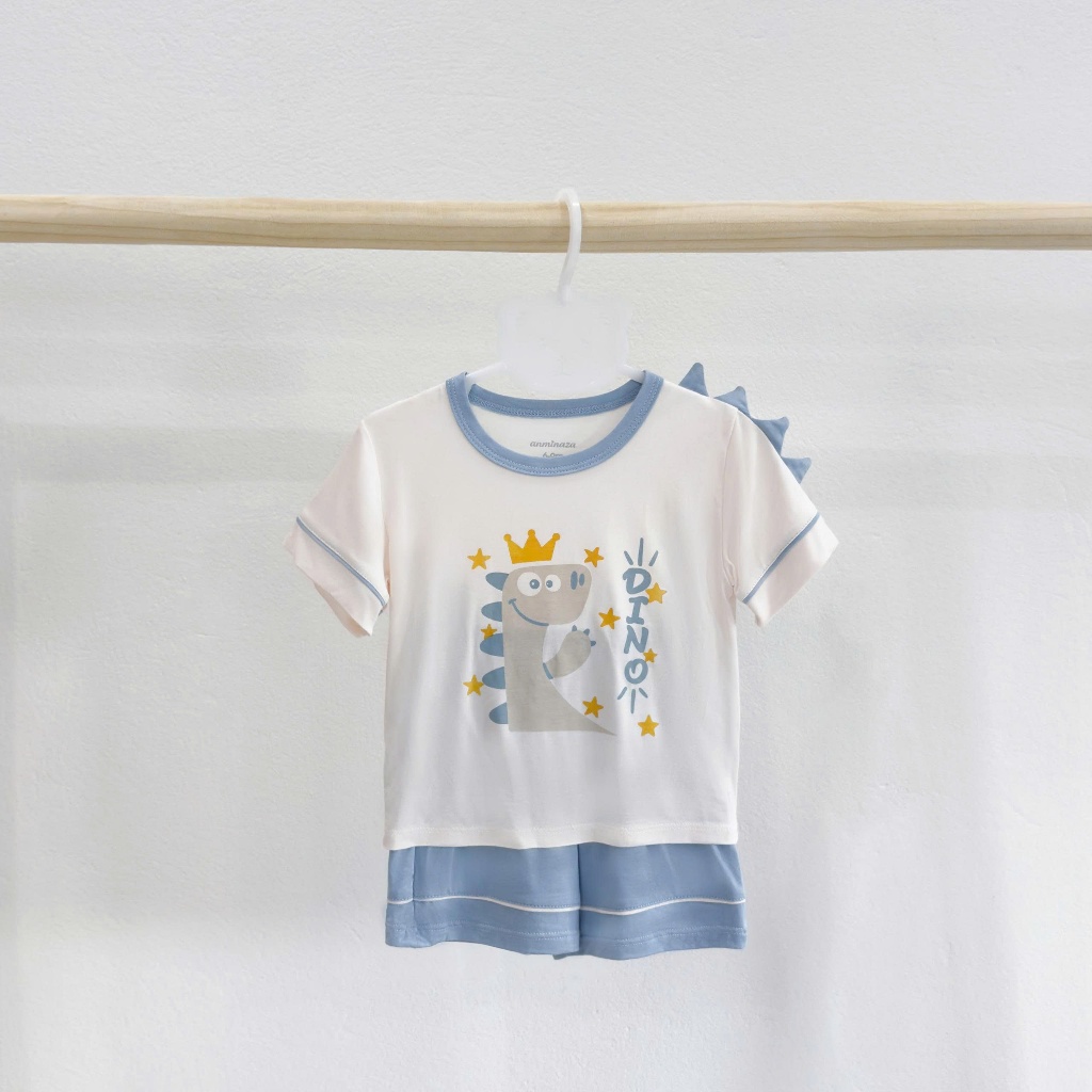Bộ Cộc Bé Trai Khủng Long DINO Anminaza Vải Petit Thấm Hút Co Dãn - Hàng Chính Hãng AMI0640