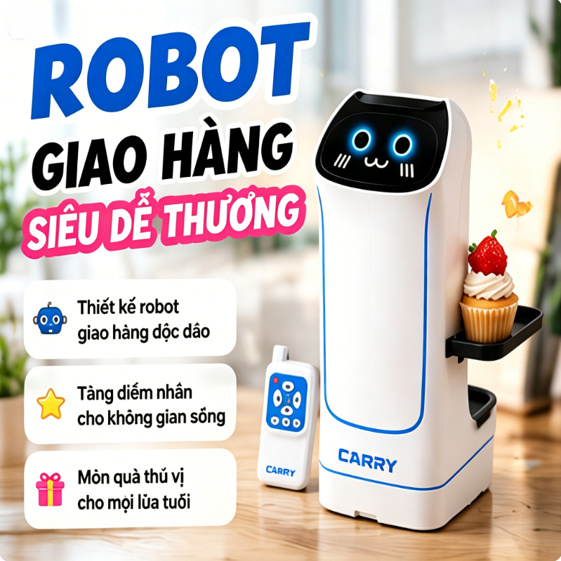 Gia đình cùng nhập vai nhà hàng nhờ đồ chơi mô phỏng giao đồ uống robot giao hàng cho trẻ em chạy pin, không dây, rèn lu