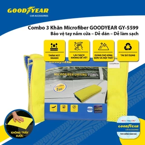 Combo 3 Khăn Lau Đa Năng Microfiber GOODYEAR GY-5599 (40*30cm) Không Gây Trầy Xước Thấm Hút Bụi Siêu Sạch