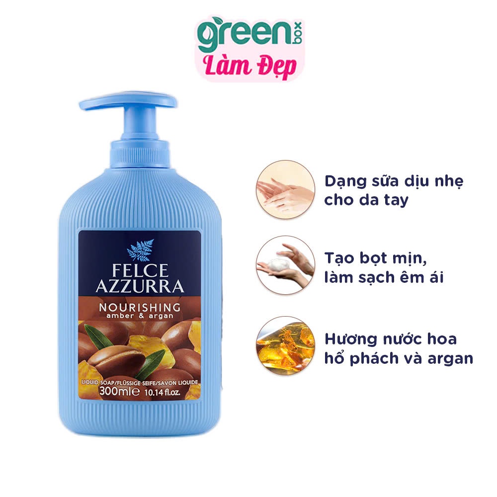 Sữa rửa tay diệt khuẩn, hữu cơ hương nước hoa Felce Azzurra Date 2029 - 300ml - NK Ý