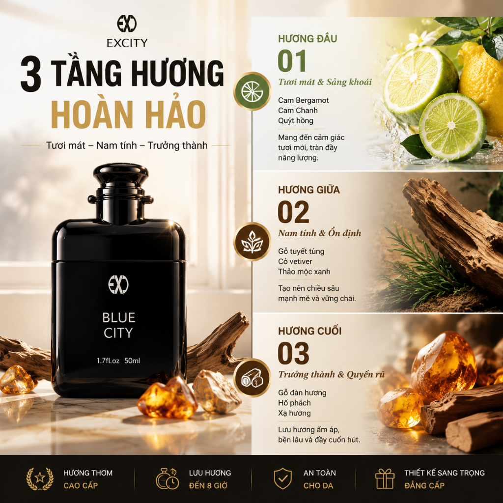 Nước Hoa Nam Woody Amber Hương Gỗ, Cao Cấp Lưu Hương 8H, Thu Hút Phái Nữ, Hẹn Hò Công Sở, Hot Trend