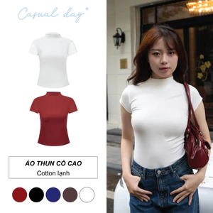 Áo Thun CasualDay Cổ Cao Form Ôm Body Chất Vải Co Giãn, Không Bai Nhão, Xù Lông - CasualDay