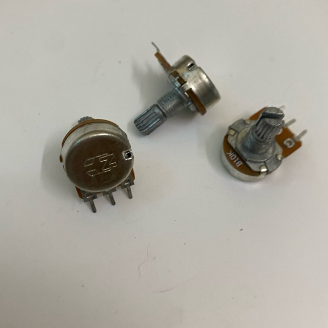 Chiết áp kép cho Amply, Bi , Không bi , Nấc giữa Loại đôi 10k/20/50k/100K Trục tròn cán hoa khế 6mm