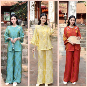 Đồ Lam Đi Chùa Bộ Lụa Tằm Nơ Tencel | Đồ Lam An Nhiên