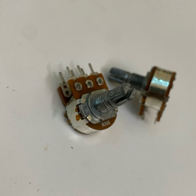 Chiết áp kép cho Amply, Bi , Không bi , Nấc giữa Loại đôi 10k/20/50k/100K Trục tròn cán hoa khế 6mm