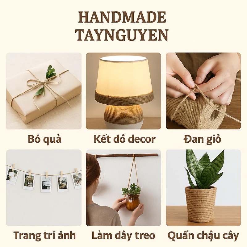 Dây Thừng Trang Trí Sợi 2mm - Dây Đay Thừng Gai Handmade Decor Nhà Cửa, Gói Quà, Bó Hoa Vintage