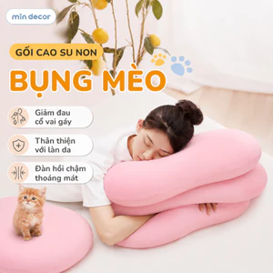 Gối Bụng Mèo Cao Su Non 3D Mịn Decor, Gối Memory Foam Nâng Đỡ Cổ Vai Gáy, Giảm Đau Mỏi, Đàn Hồi
