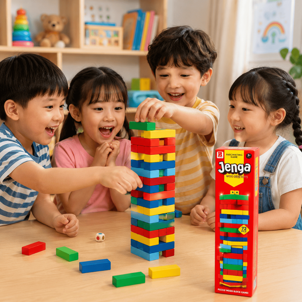 Bộ Rút Gỗ Jenga 72 Thanh Trò Chơi Trí Tuệ Cho Bé & Gia Đình Phát Triển Tư Duy Thông Minh