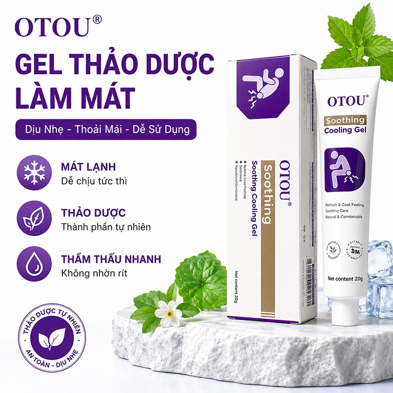 OTOU Soothing Cooling Gel Gel Thảo Dược Làm Mát Nhanh Chăm Sóc Vùng Da Nhạy Cảm Dịu Nhẹ 20g